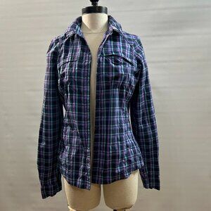 Columbia Silver Ridge Purple Plaid Button Up Shirt Women's Size Small